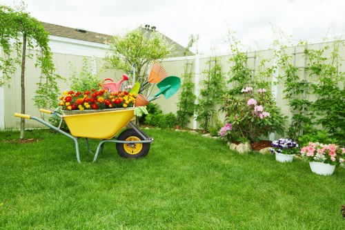 Modern garden design and paving in Perivale